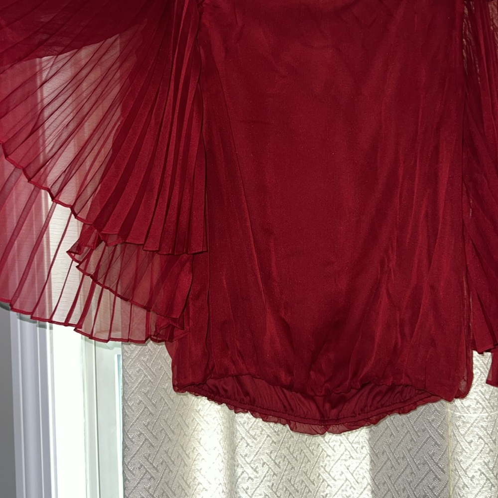 Elegant Red Sheer Butterfly Arm Top